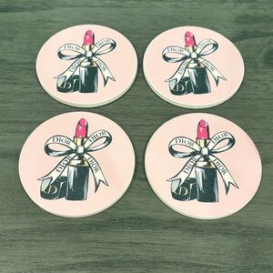 * Dior lipstick coaster Pink and Black set of 4 ceramic